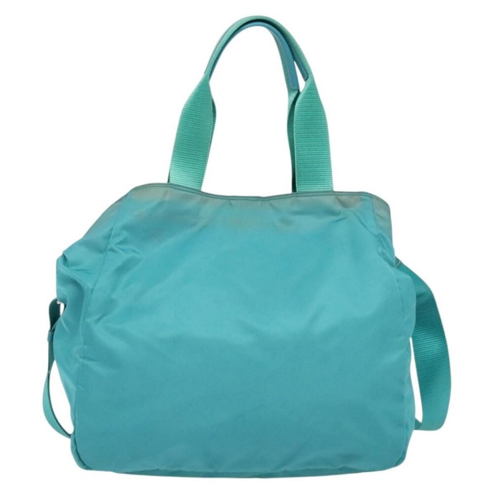PRADA Tote Bag Nylon 2way Turquoise Blue Silver Auth ti3401 - Picture 3 of 16